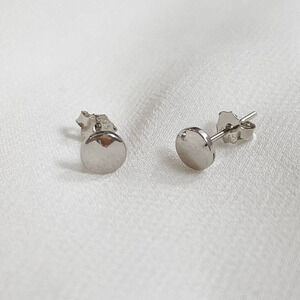 Sterling Silver Round Flat Stud Earrings